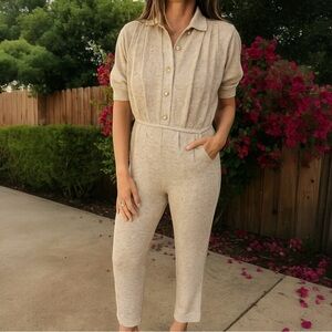 VINTAGE 80s ST. JOHN Santana Knit Short Sleeve Jumpsuit